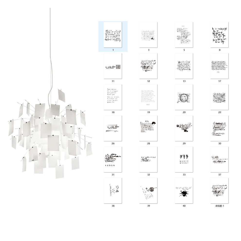 Chandelier Paper and Metal Colorful White Cards Whimsical Modern