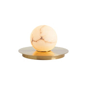 Mini Alabaster Moon Table Lamp on a neutral background.