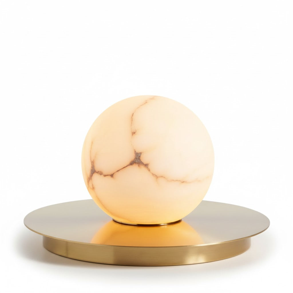 Diagram showing the dimensions of the Mini Alabaster Moon Table Lamp.