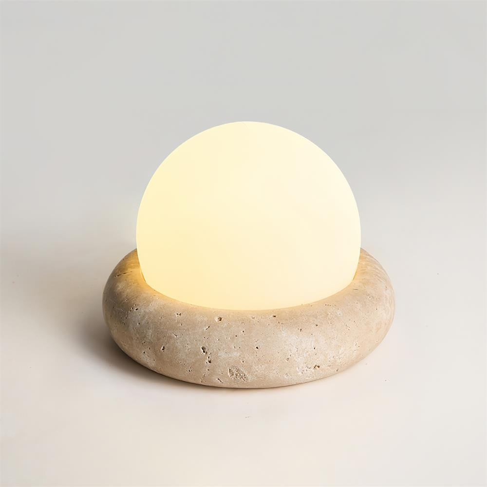 Lunor Travertine Globe Table Lamp Mini Maga-Neutral Decor