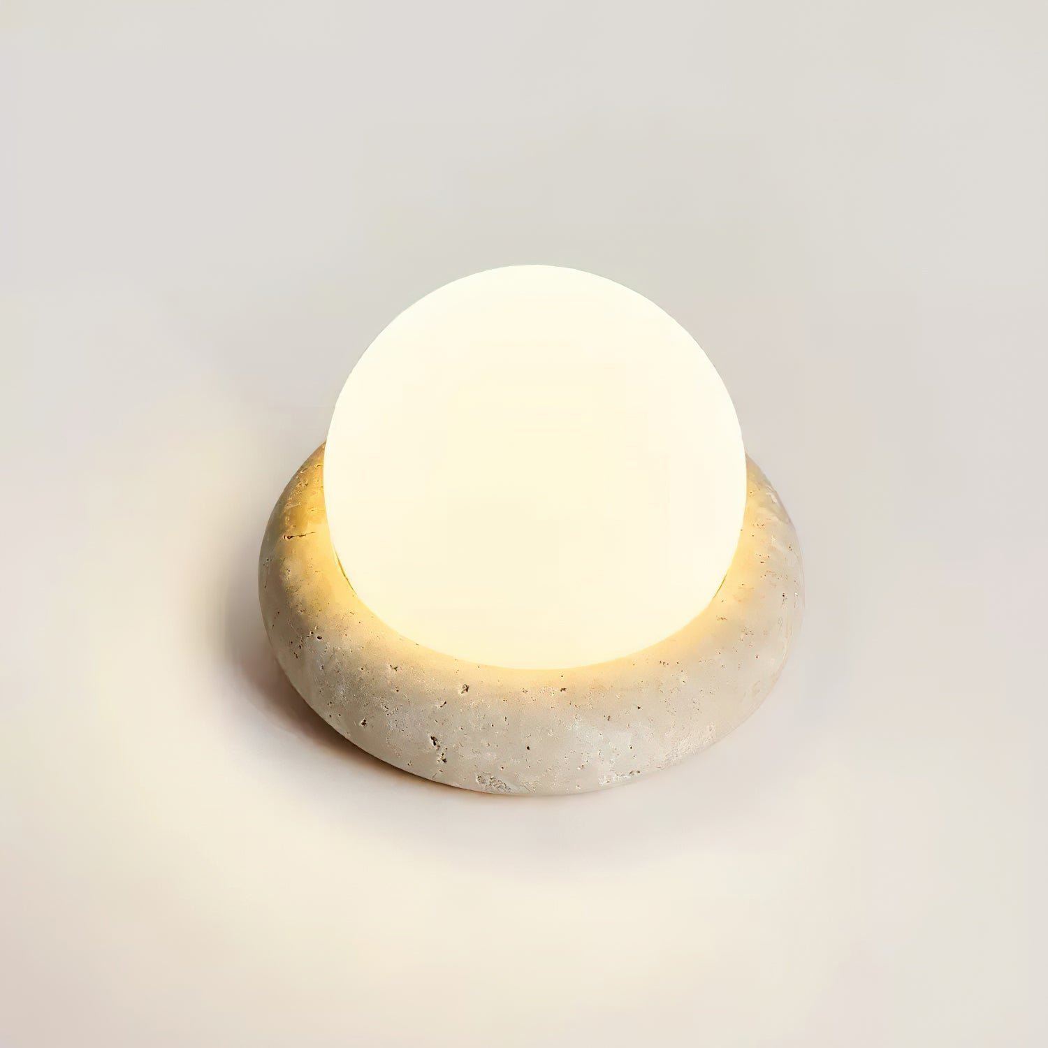 Lunor Travertine Globe Table Lamp Mini Maga-Neutral Decor