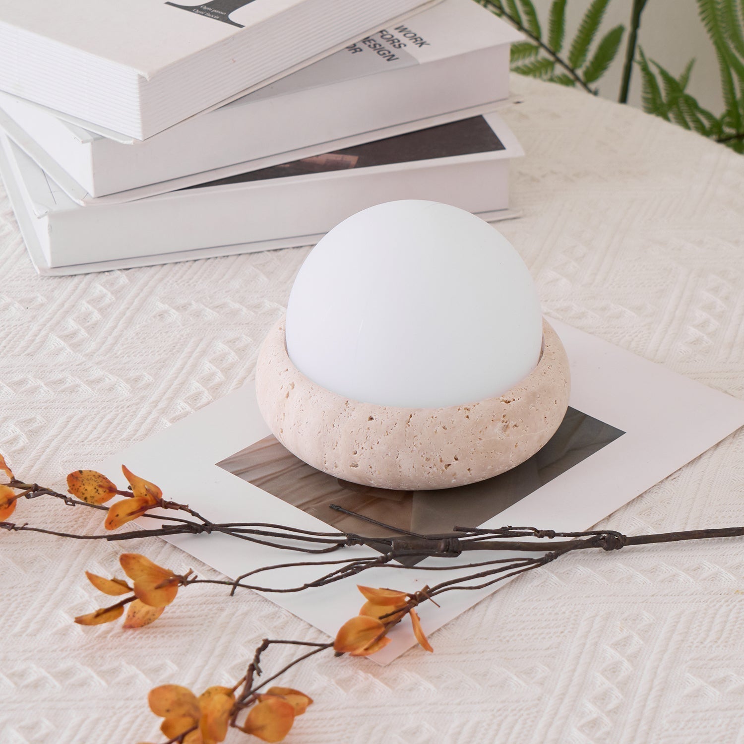 Riita Travertine Globe Table Lamp  Mini Maga