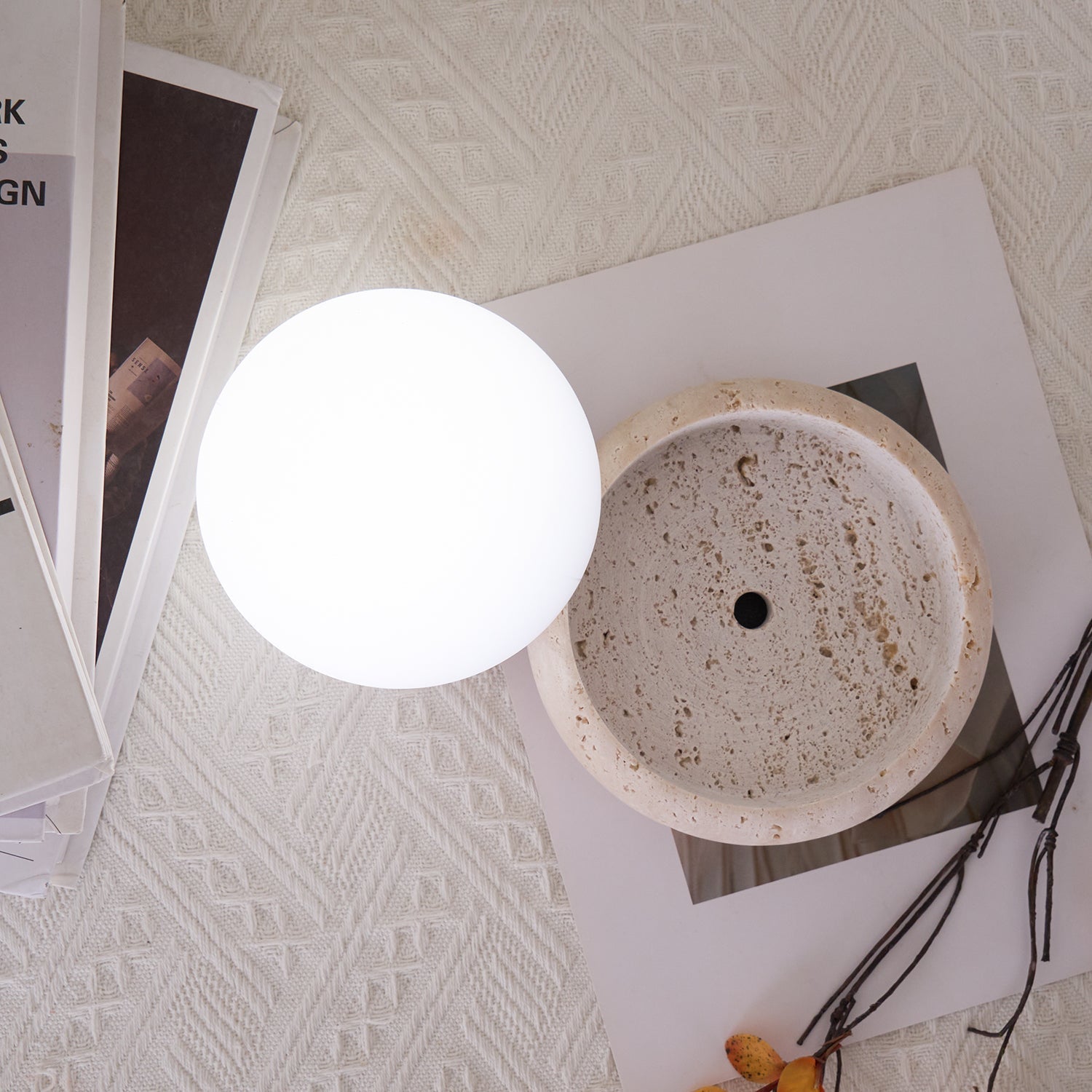 Riita Travertine Globe Table Lamp  Mini Maga