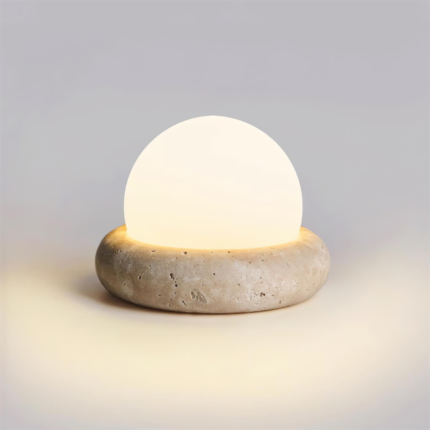 Lunor Travertine Globe Table Lamp Mini Maga-Neutral Decor