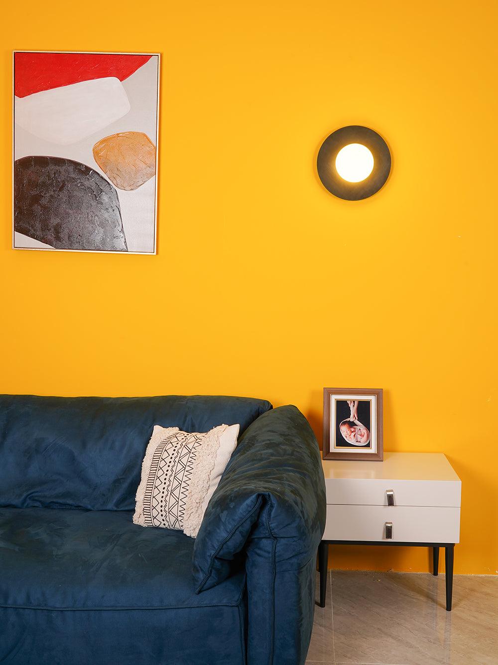 Elem Modern Minimalist Round Art Brass Glass Wall Lamp-Neutral Decor