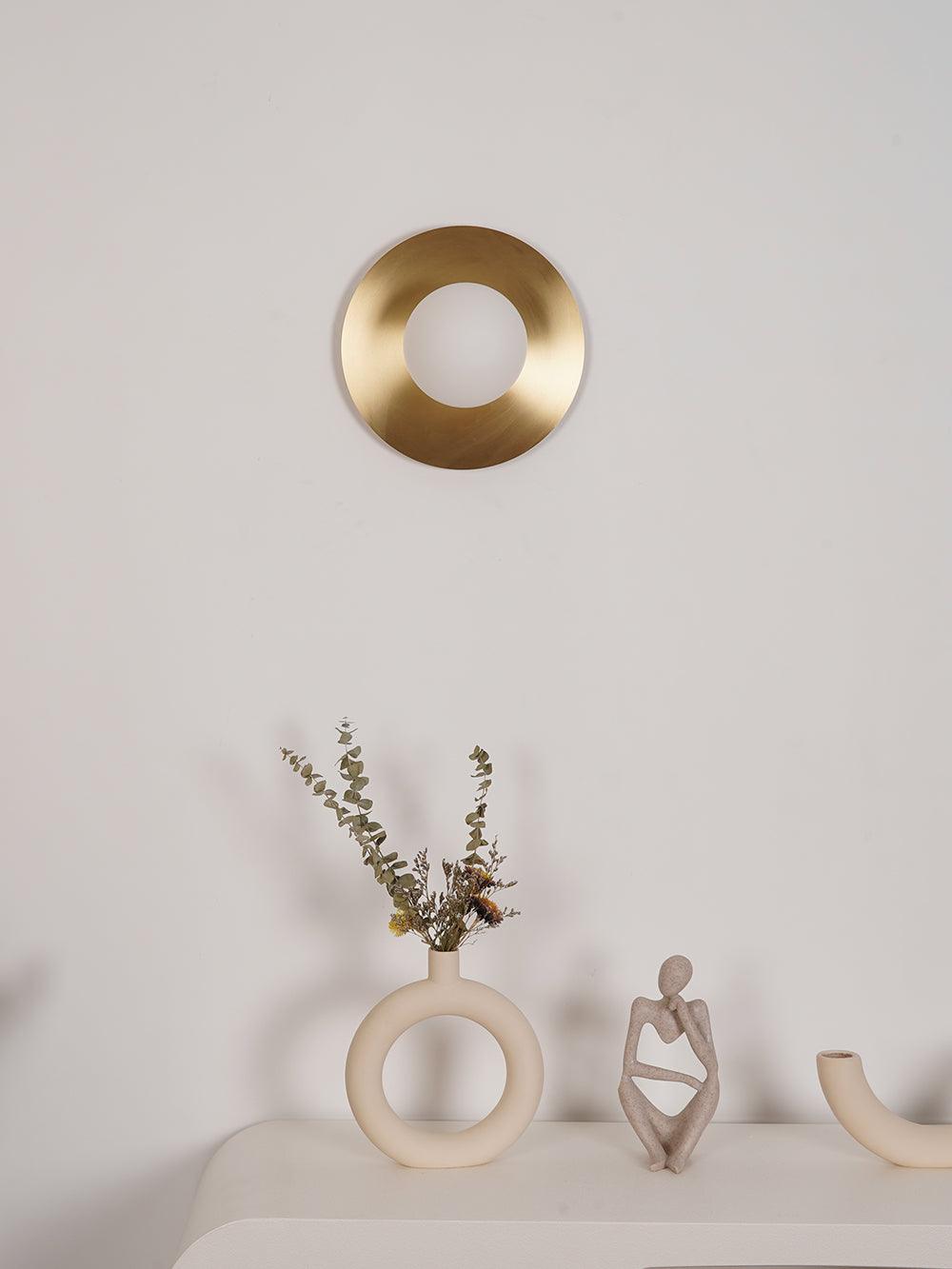 Elem Modern Minimalist Round Art Brass Glass Wall Lamp-Neutral Decor