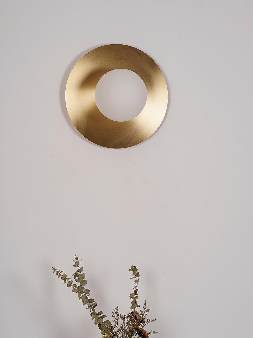 Elem Modern Minimalist Round Art Brass Glass Wall Lamp-Neutral Decor