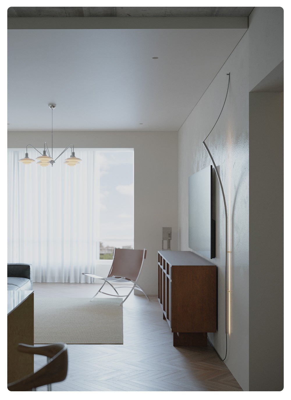 Minimalist Curving Ribbon LED Wall Sconce-Neutral Decor