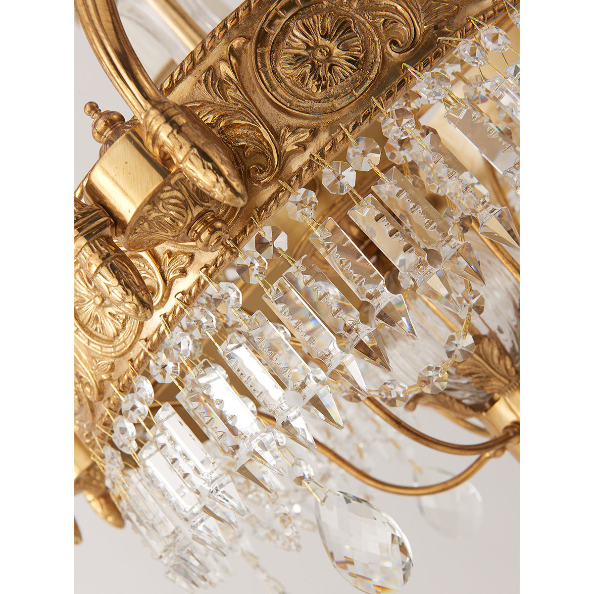 Detail of the crisp white fabric lampshade.