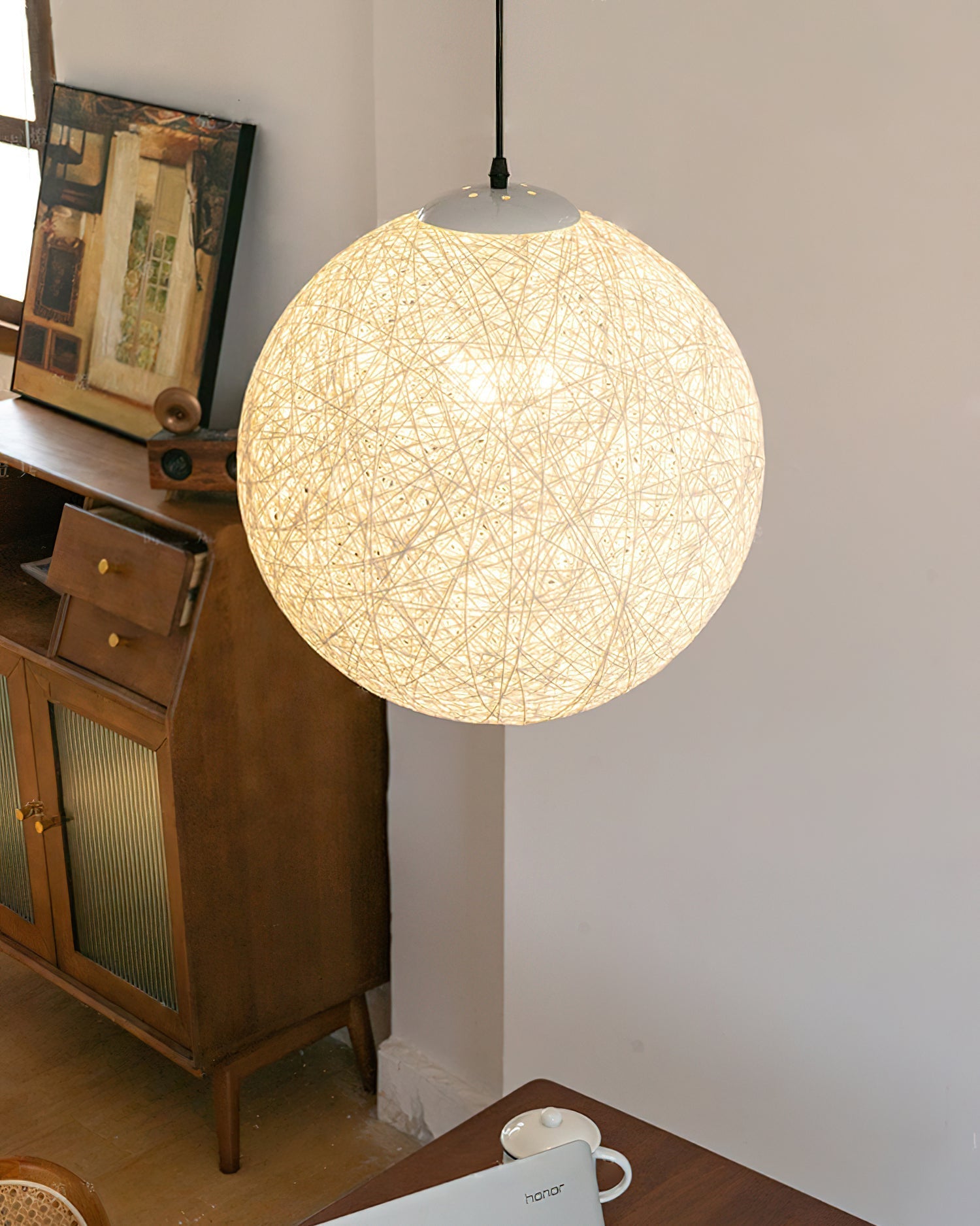 Pendant Light Hemp Rattan Sphere Bohemian