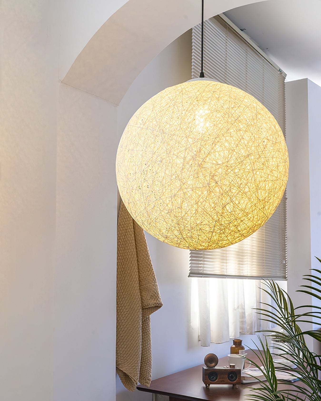 Rovira Pendant Light Hemp Rattan Sphere Bohemian-Neutral Decor