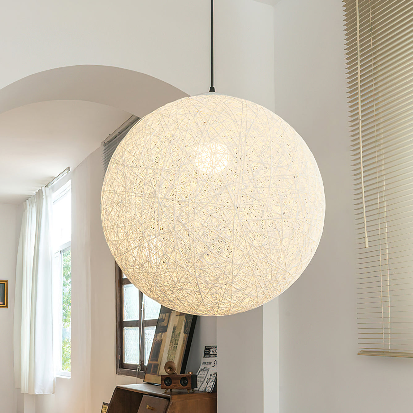 Pendant Light Hemp Rattan Sphere Bohemian