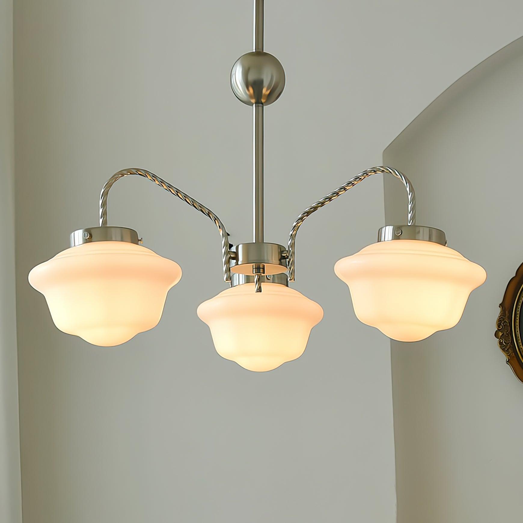 Curinel Vintage Chrome Glass Chandelier-Neutral Decor