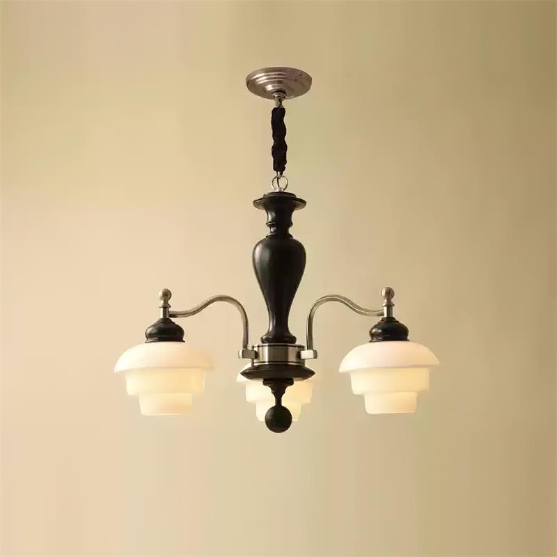 Elviora Chandelier Wooden Glass Mid-Century-Neutral Decor