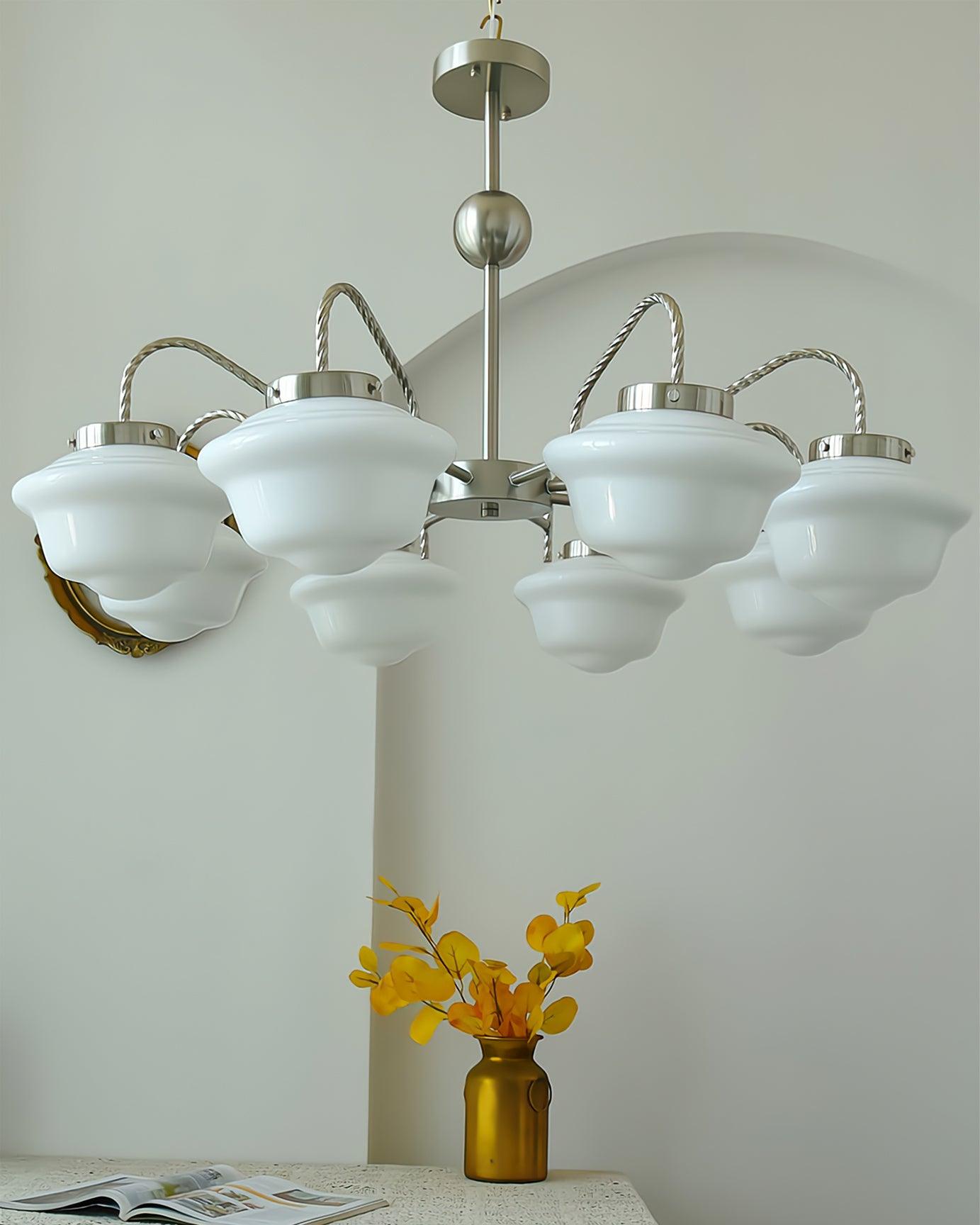 Curinel Vintage Chrome Glass Chandelier-Neutral Decor