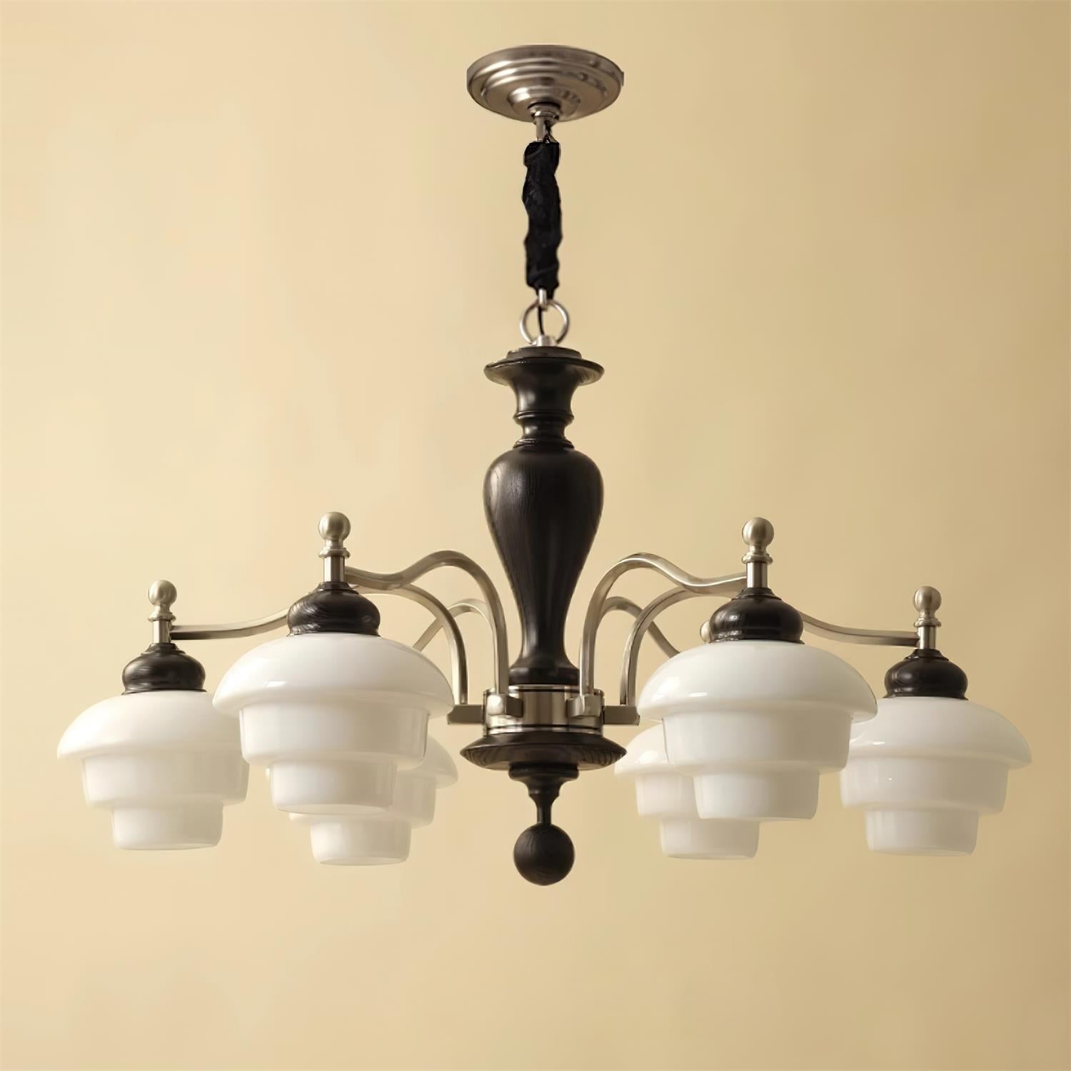 Elviora Chandelier Wooden Glass Mid-Century-Neutral Decor