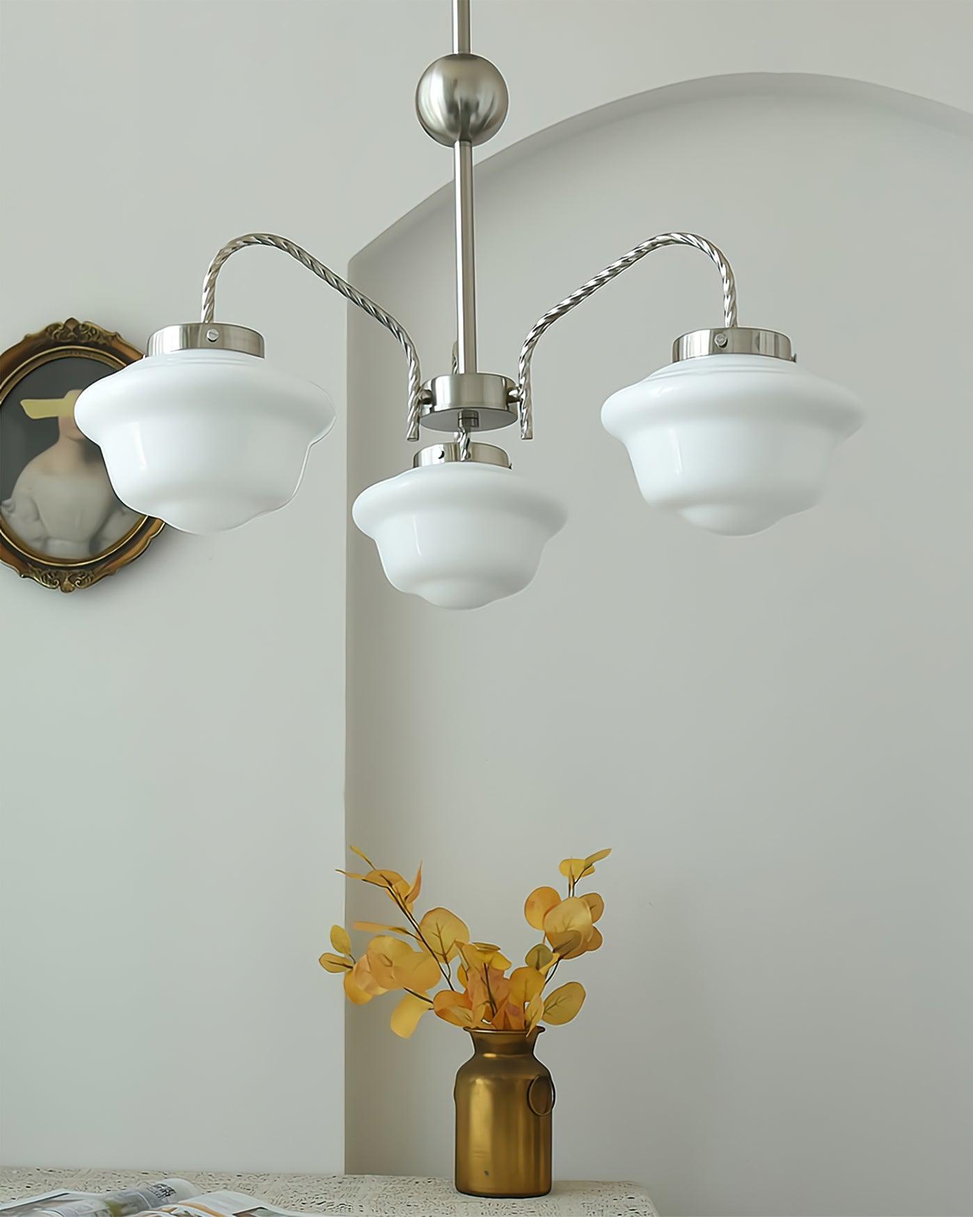 Curinel Vintage Chrome Glass Chandelier-Neutral Decor