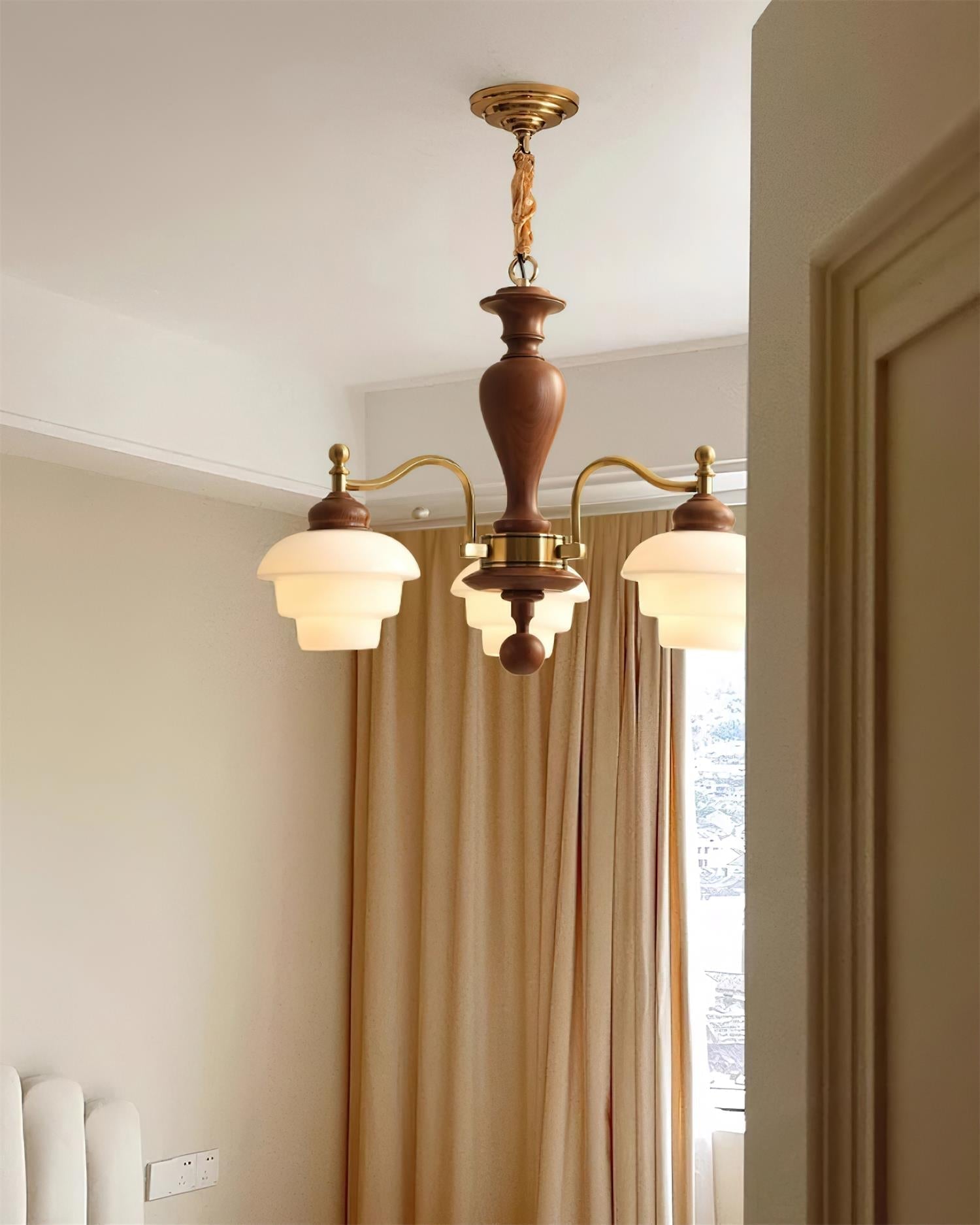 Elviora Chandelier Wooden Glass Mid-Century-Neutral Decor