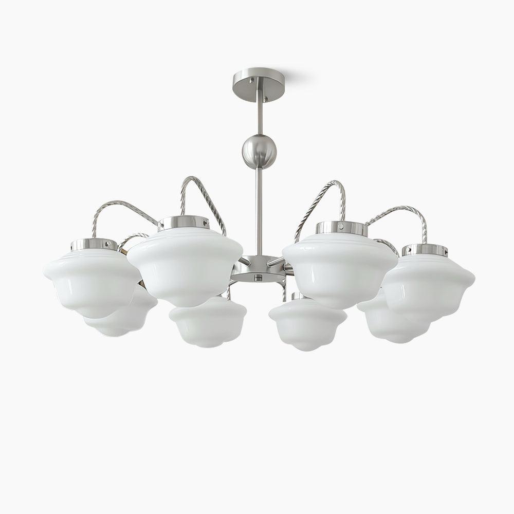 Curinel Vintage Chrome Glass Chandelier-Neutral Decor