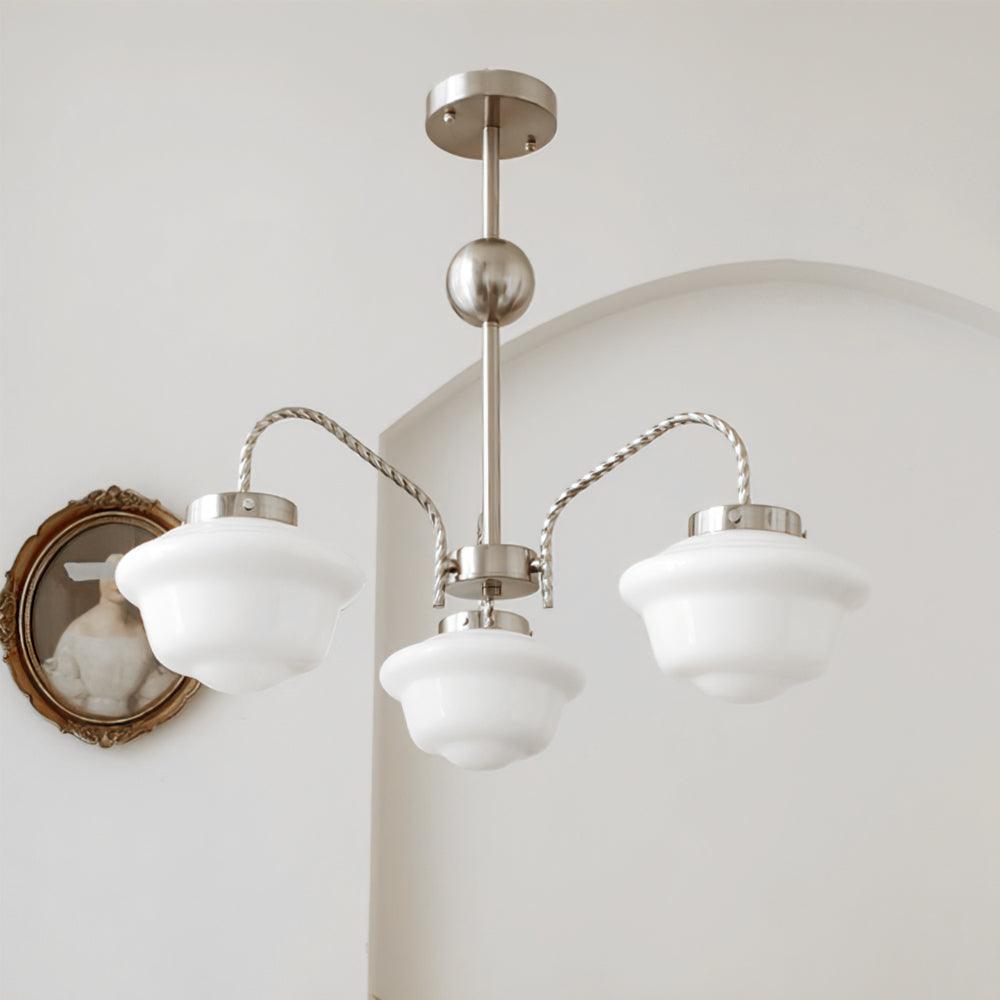 Curinel Vintage Chrome Glass Chandelier-Neutral Decor