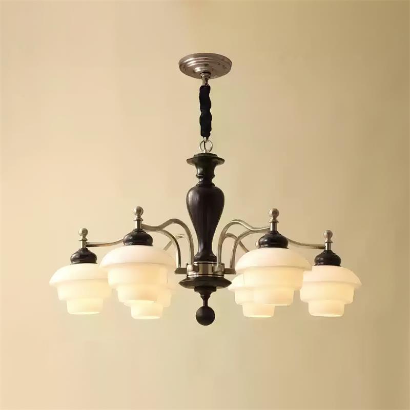 Elviora Chandelier Wooden Glass Mid-Century-Neutral Decor