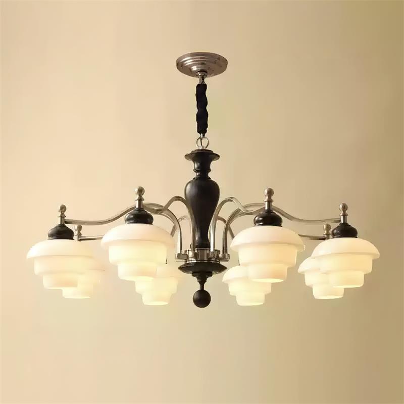 Elviora Chandelier Wooden Glass Mid-Century-Neutral Decor
