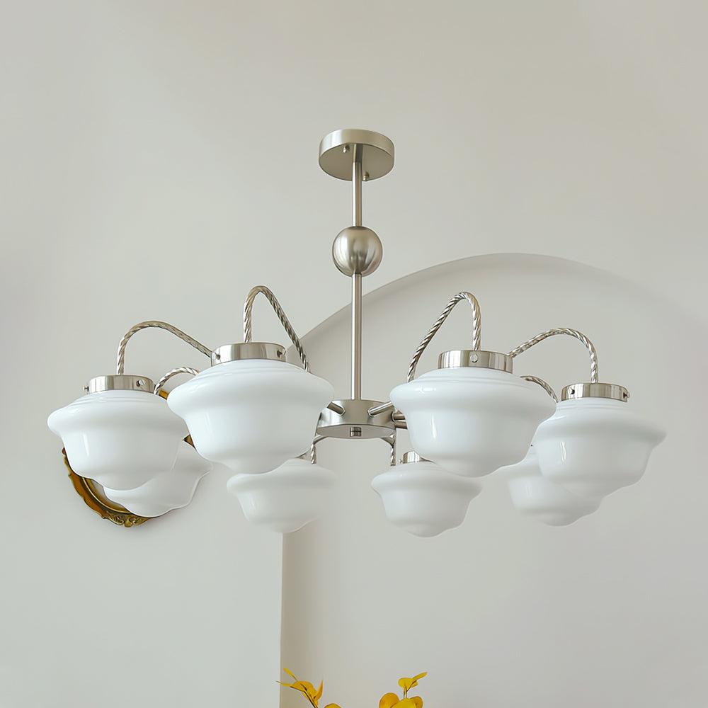 Curinel Vintage Chrome Glass Chandelier-Neutral Decor