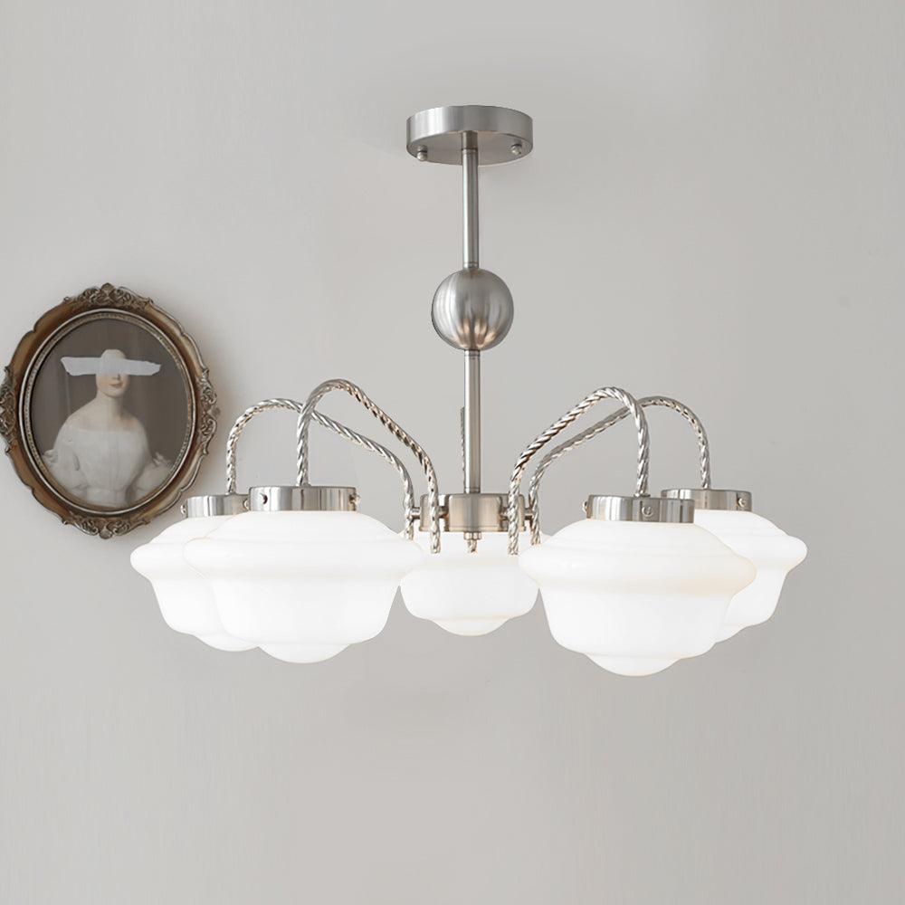 Curinel Vintage Chrome Glass Chandelier-Neutral Decor