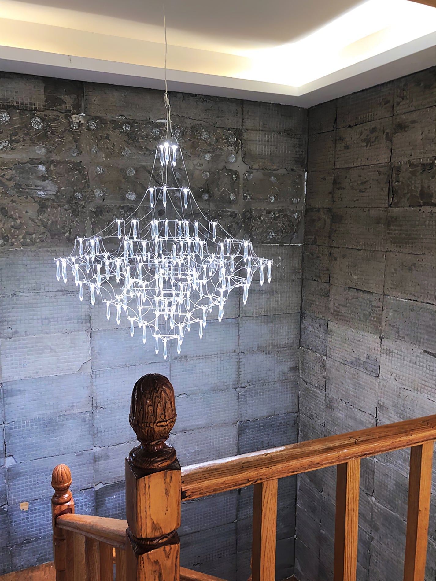 Lustra Chandelier Stainless Crystal Net-Neutral Decor