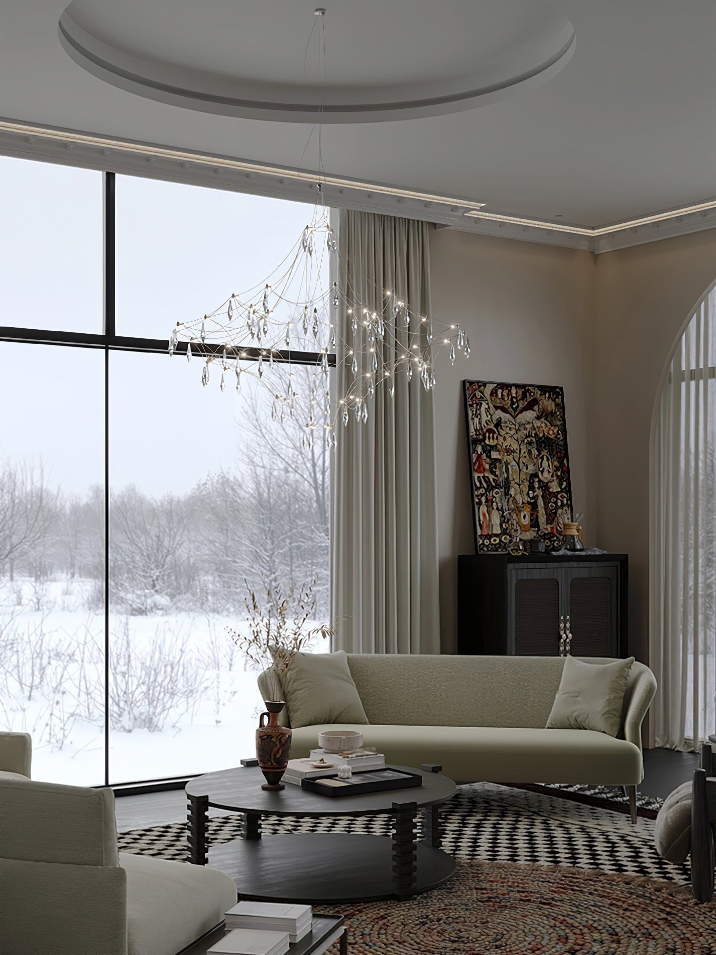 Lustra Chandelier Stainless Crystal Net-Neutral Decor