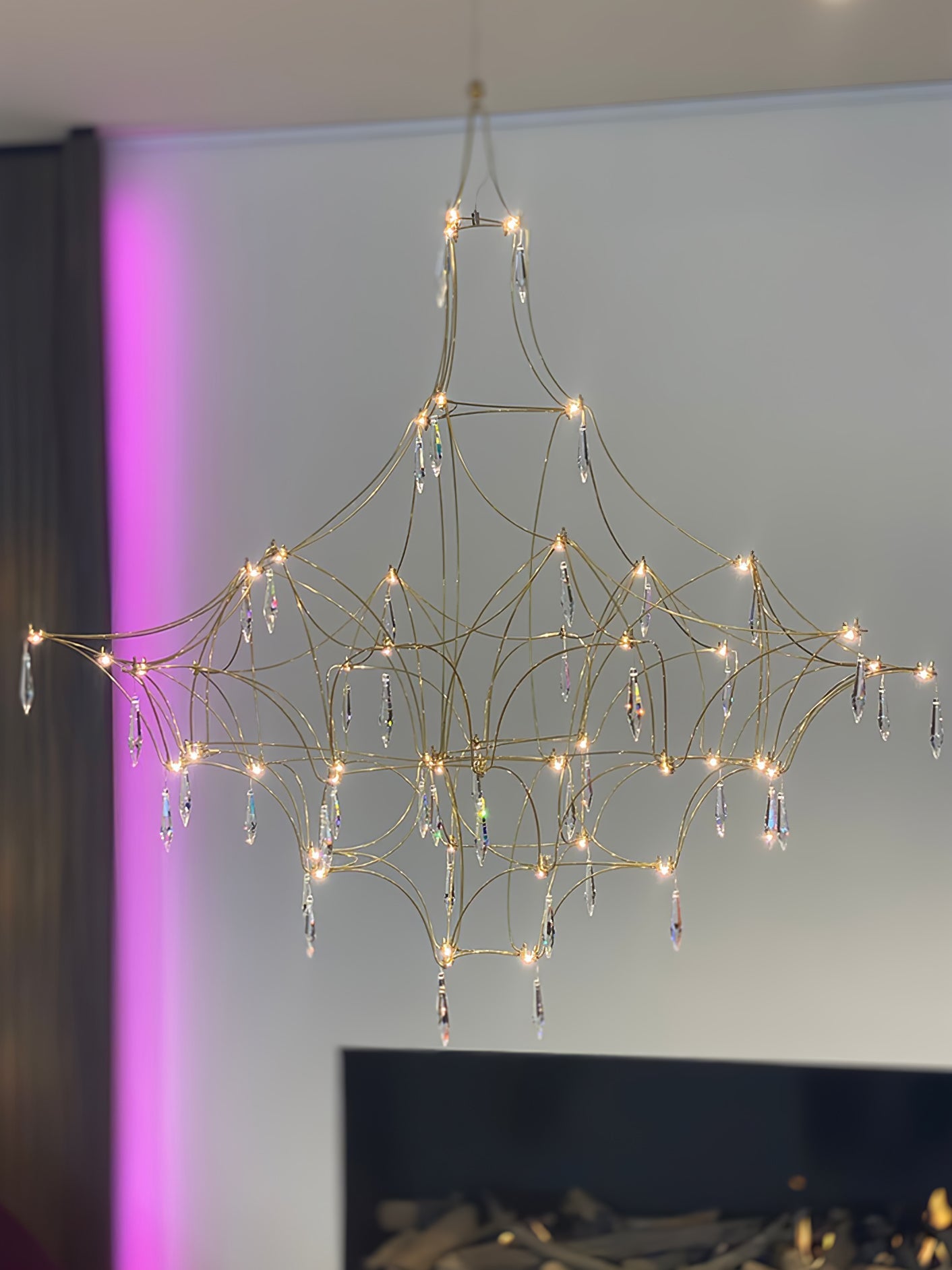 Lustra Chandelier Stainless Crystal Net-Neutral Decor