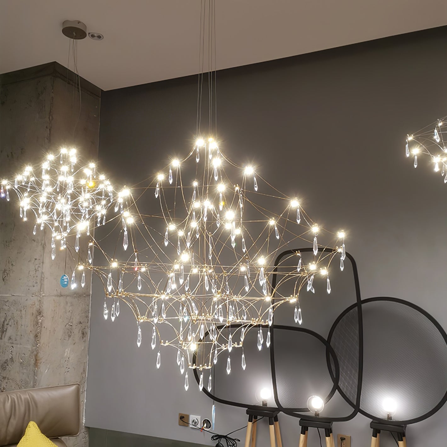 Lustra Chandelier Stainless Crystal Net-Neutral Decor