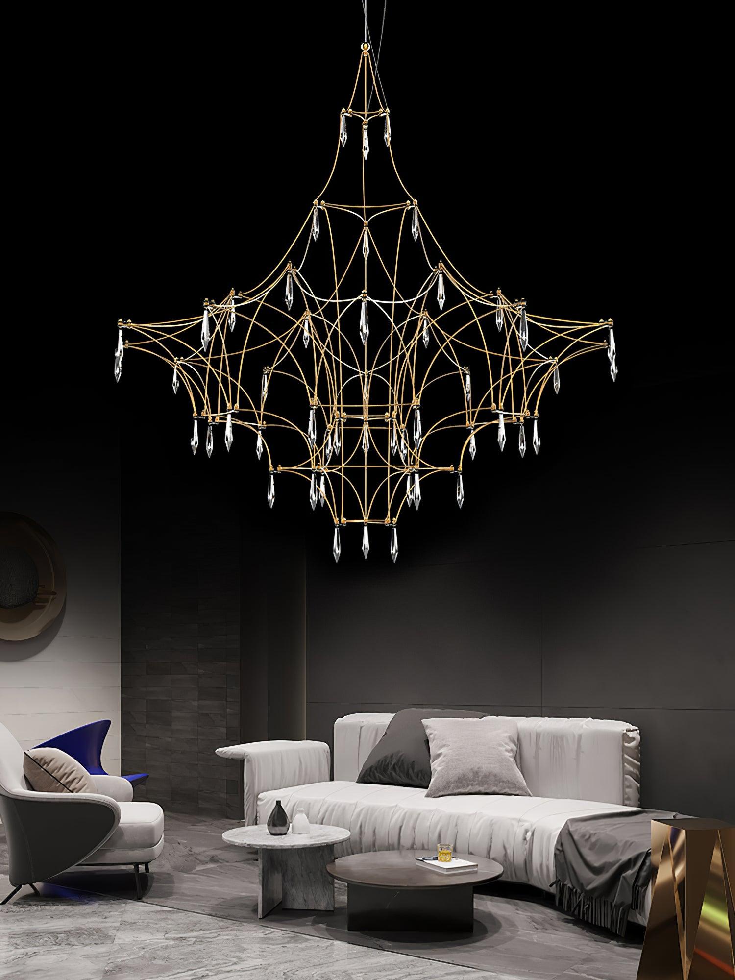 Lustra Chandelier Stainless Crystal Net-Neutral Decor