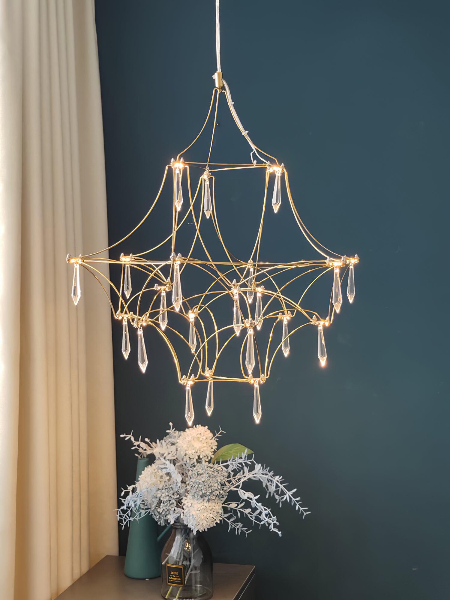 Lustra Chandelier Stainless Crystal Net-Neutral Decor