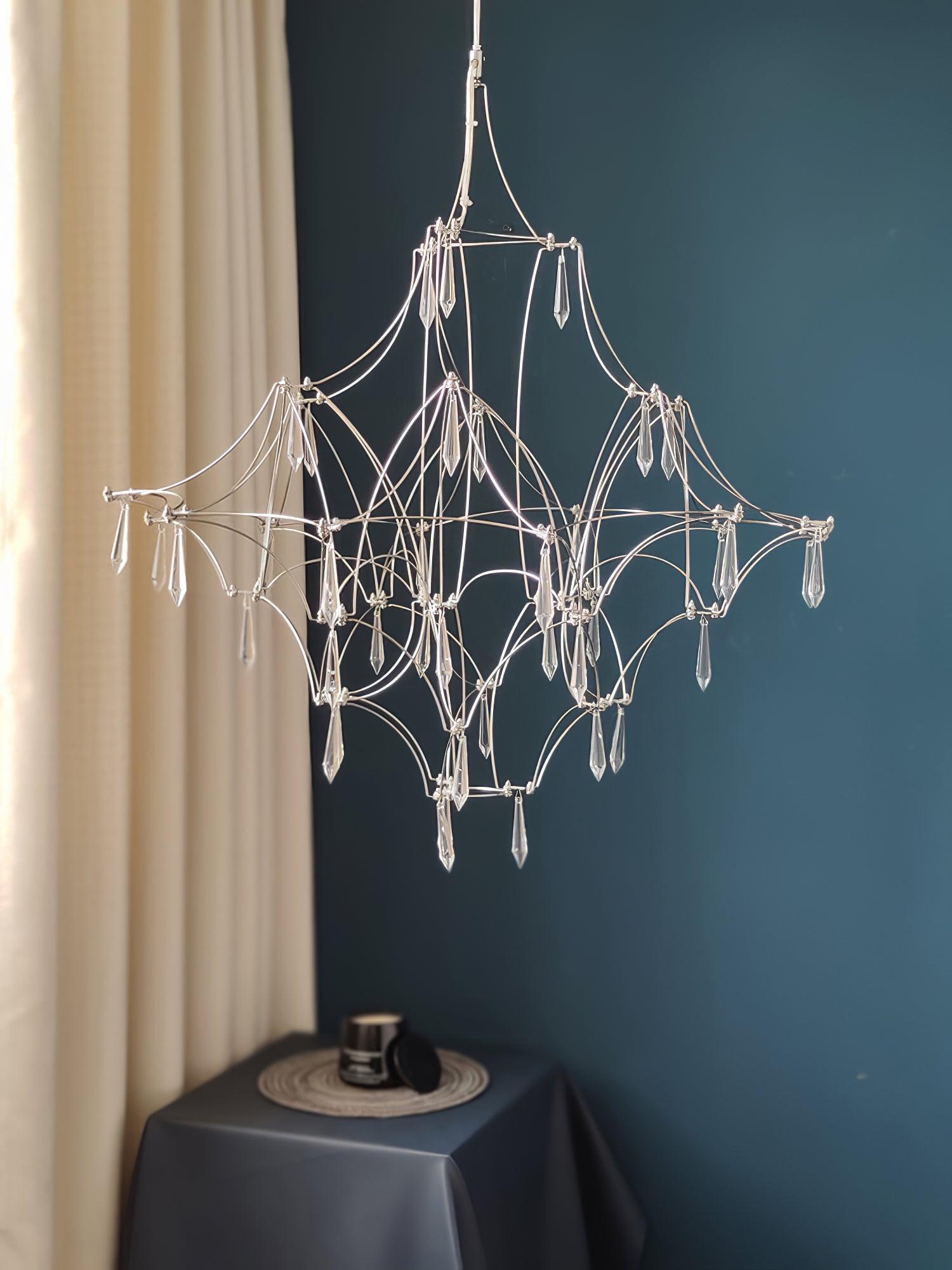 Lustra Chandelier Stainless Crystal Net-Neutral Decor