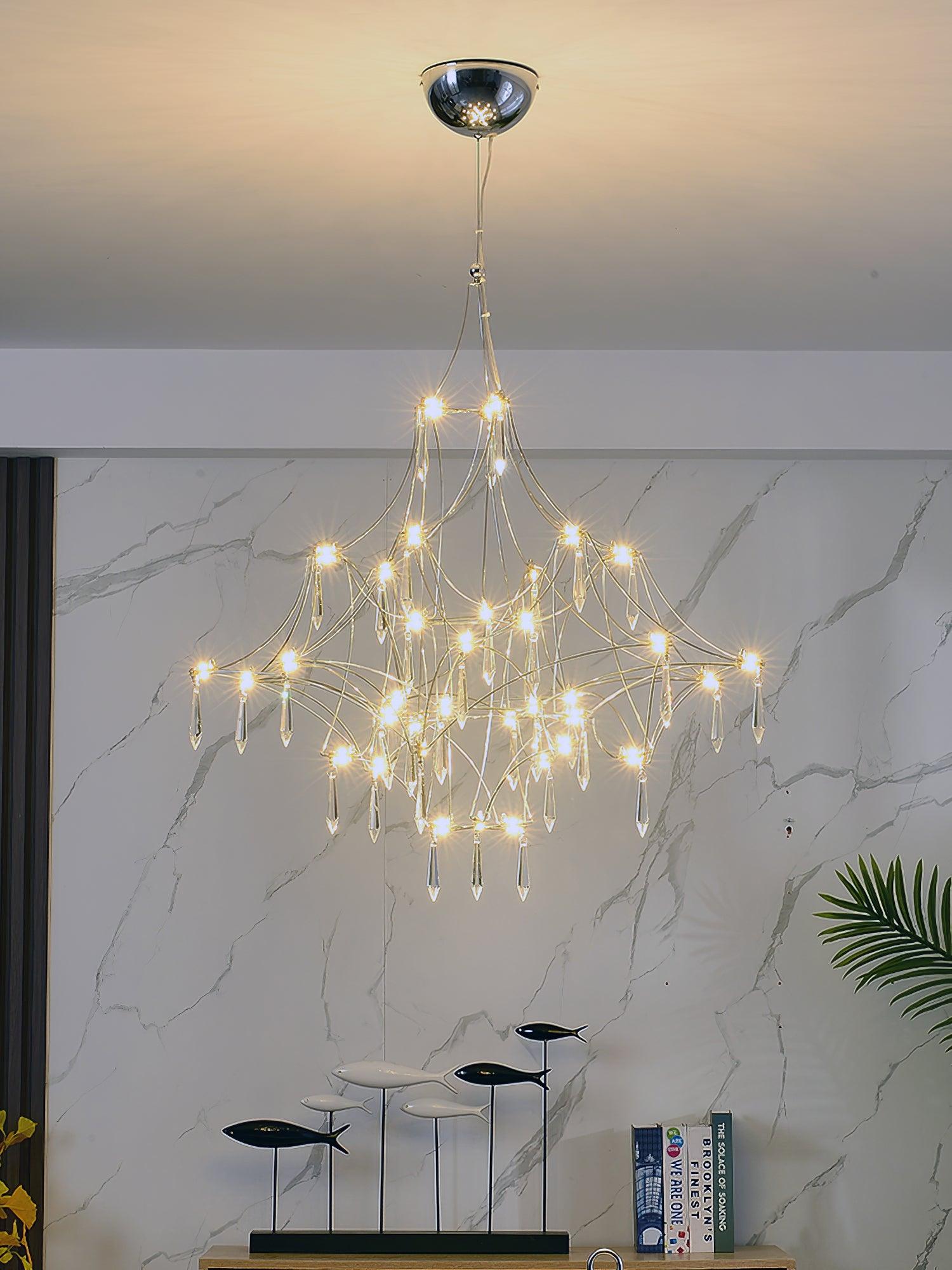 Lustra Chandelier Stainless Crystal Net-Neutral Decor