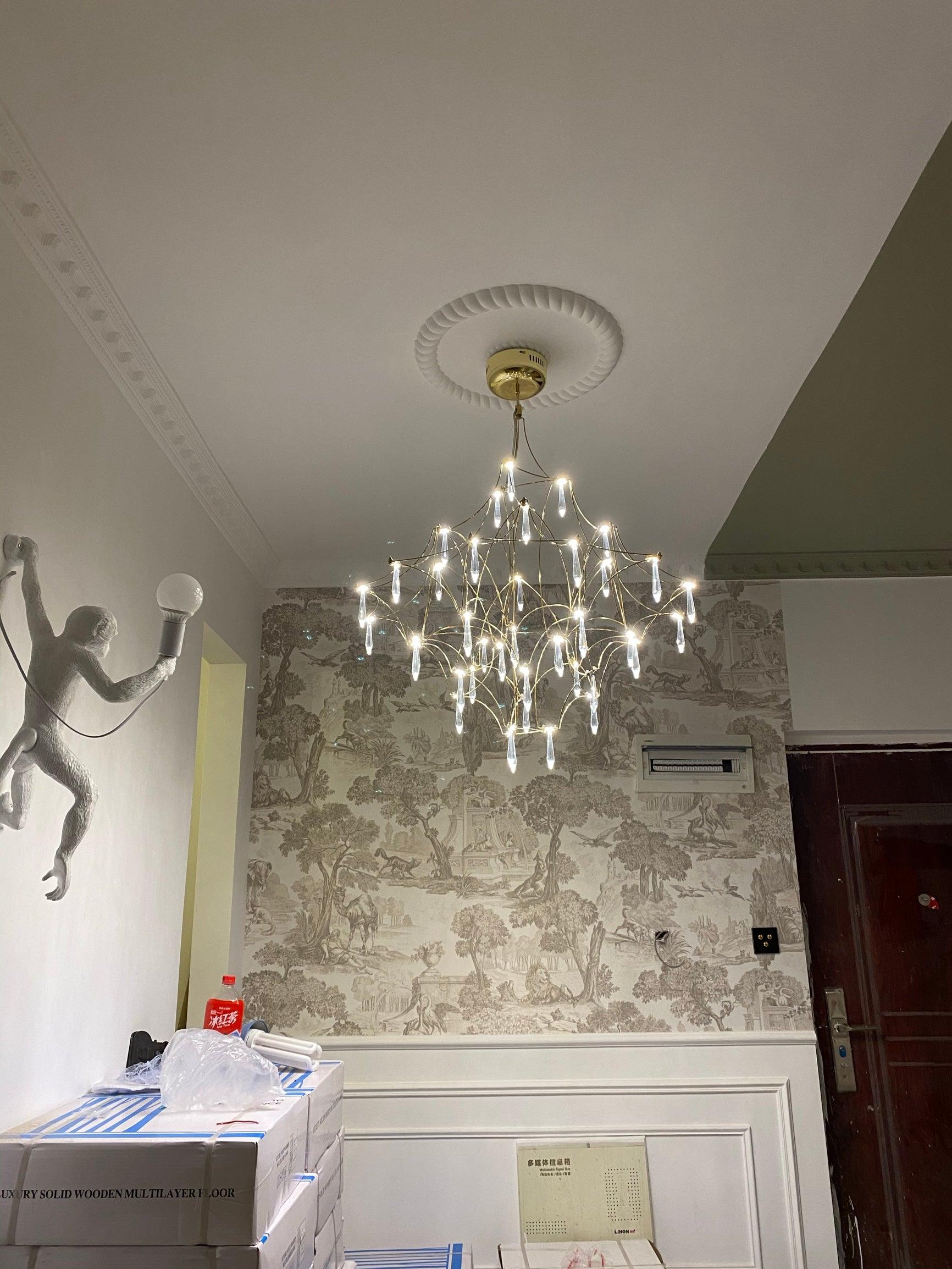 Lustra Chandelier Stainless Crystal Net-Neutral Decor