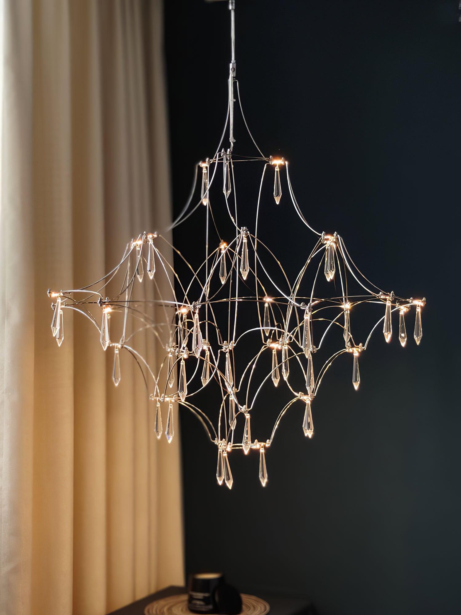 Lustra Chandelier Stainless Crystal Net-Neutral Decor