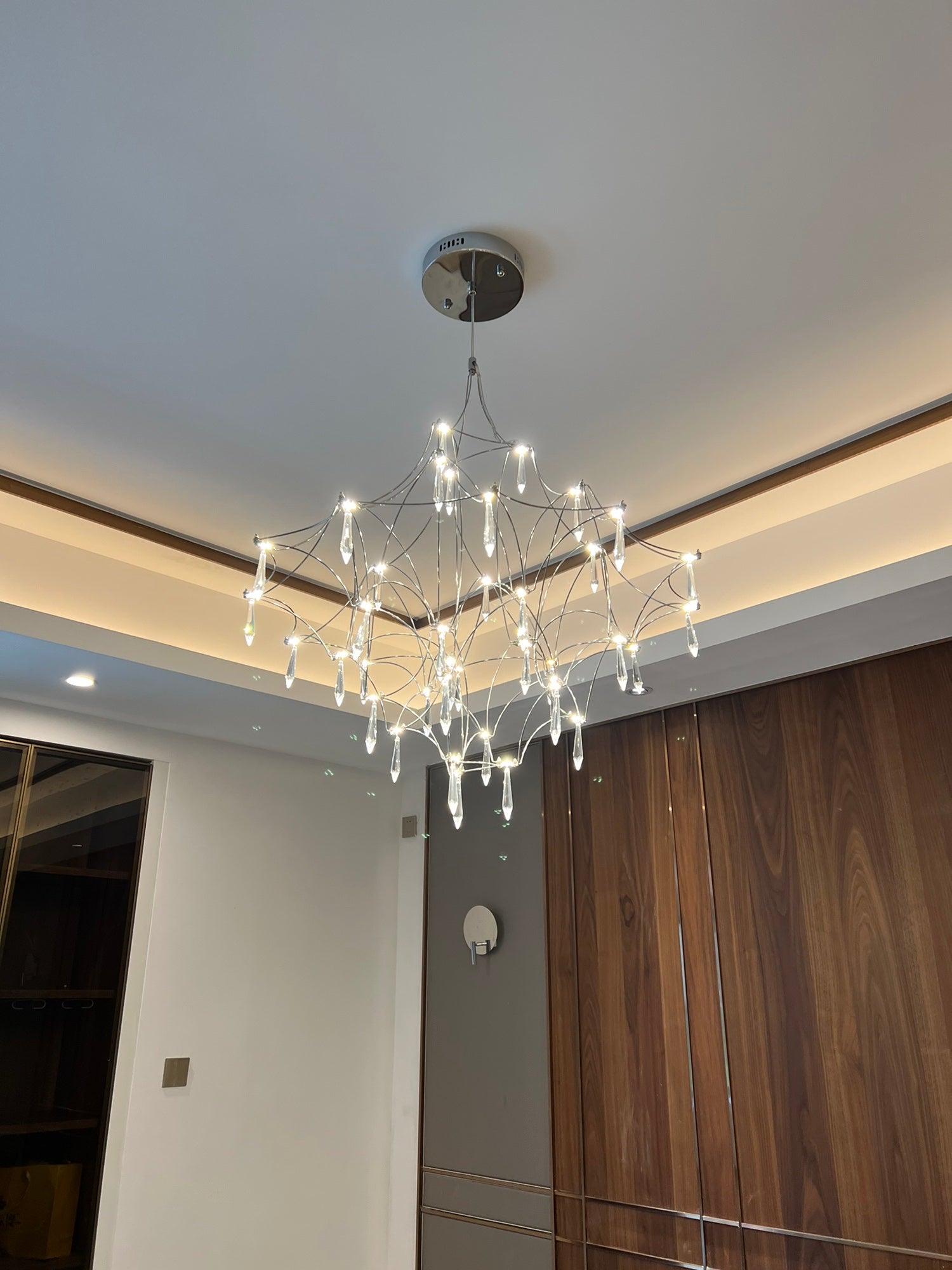 Lustra Chandelier Stainless Crystal Net-Neutral Decor