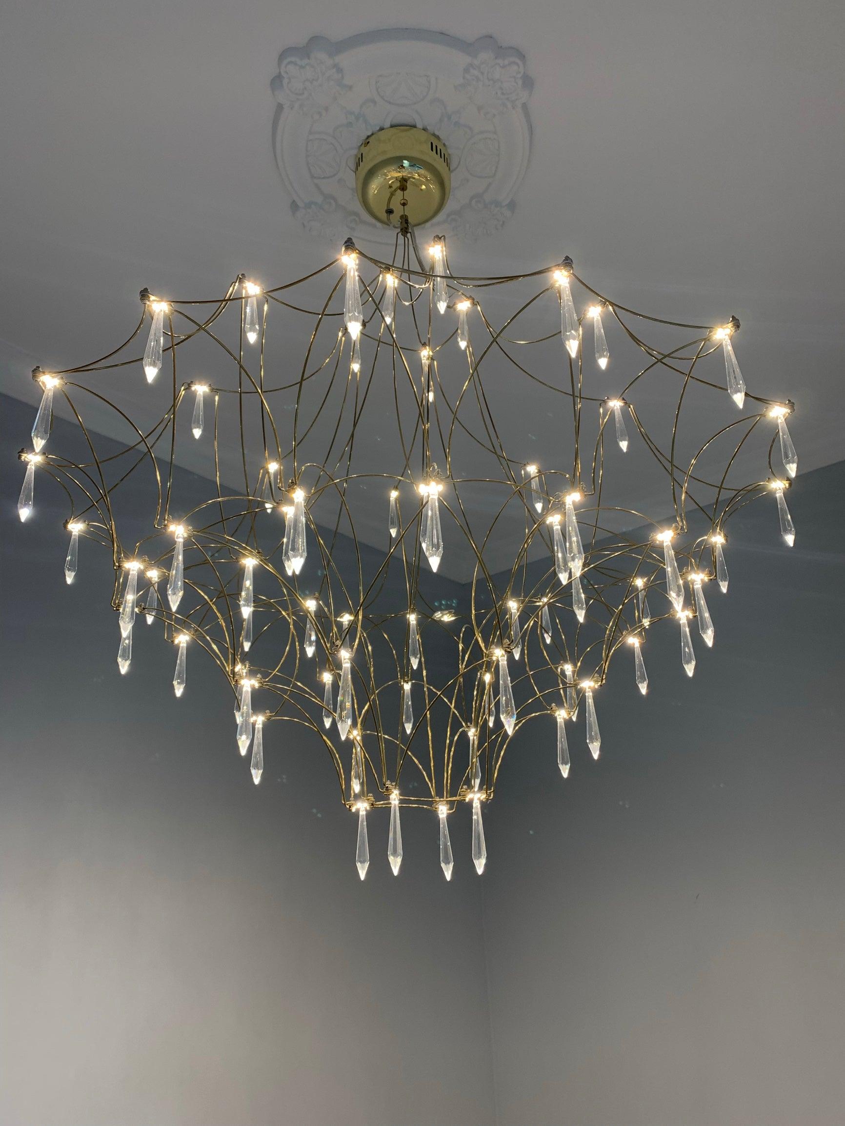 Lustra Chandelier Stainless Crystal Net-Neutral Decor