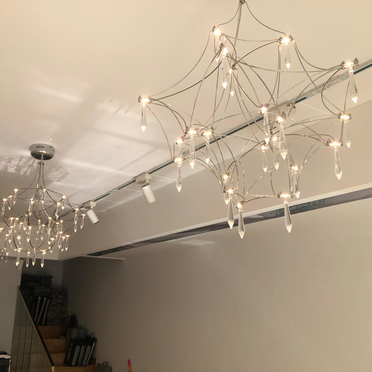 Lustra Chandelier Stainless Crystal Net-Neutral Decor