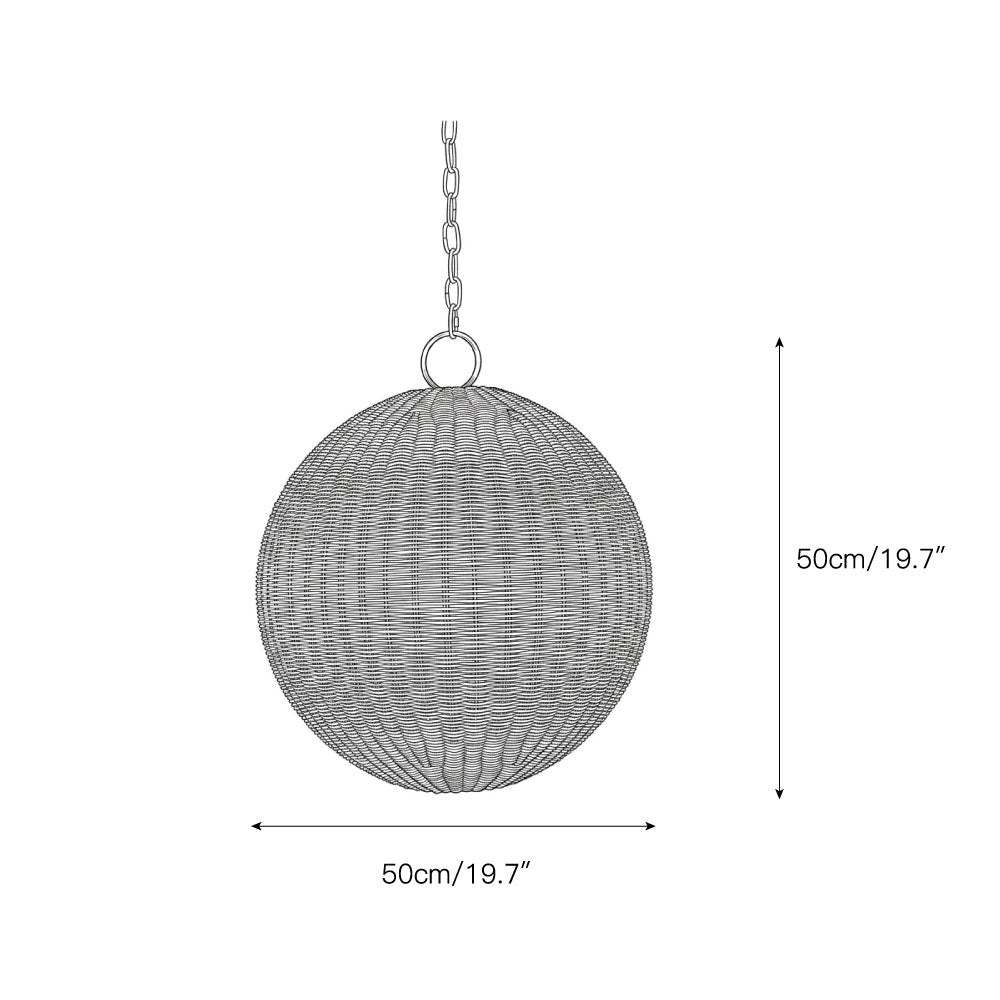 The Miramar pendant lamp hanging over a modern dining table.
