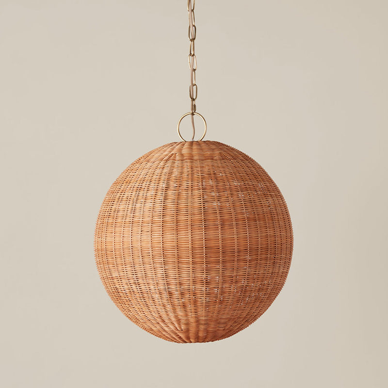 Detail of the light filtering through the tight rattan weave.