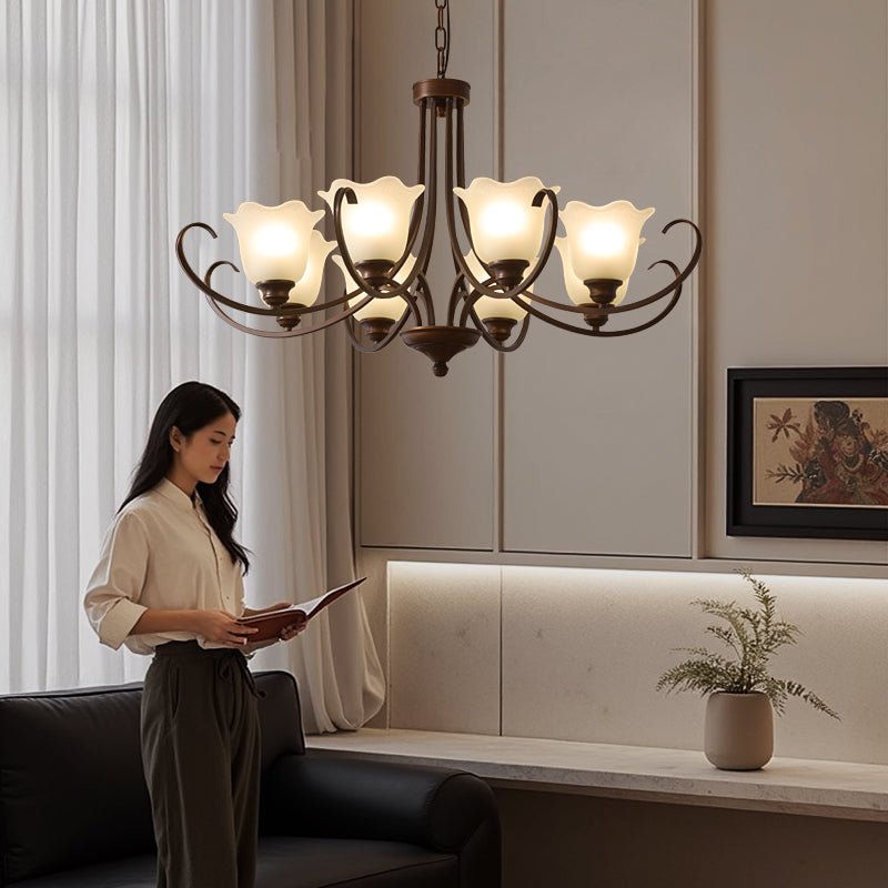 Nydorisra Elegance Vintage Floral Glass Chandelier-Neutral Decor