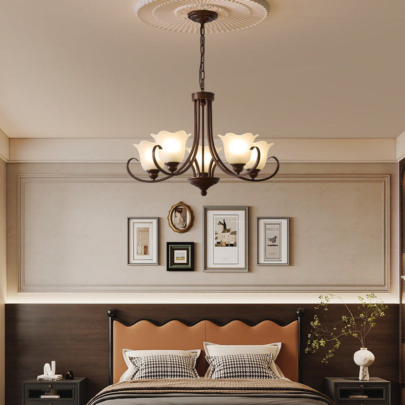Nydorisra Elegance Vintage Floral Glass Chandelier-Neutral Decor