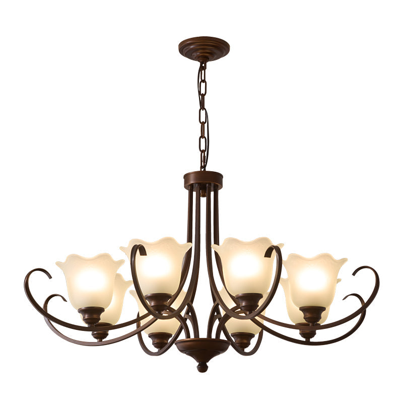 Nydorisra Elegance Vintage Floral Glass Chandelier-Neutral Decor