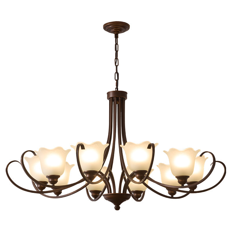 Nydorisra Elegance Vintage Floral Glass Chandelier-Neutral Decor