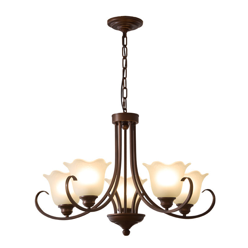 Nydorisra Elegance Vintage Floral Glass Chandelier-Neutral Decor