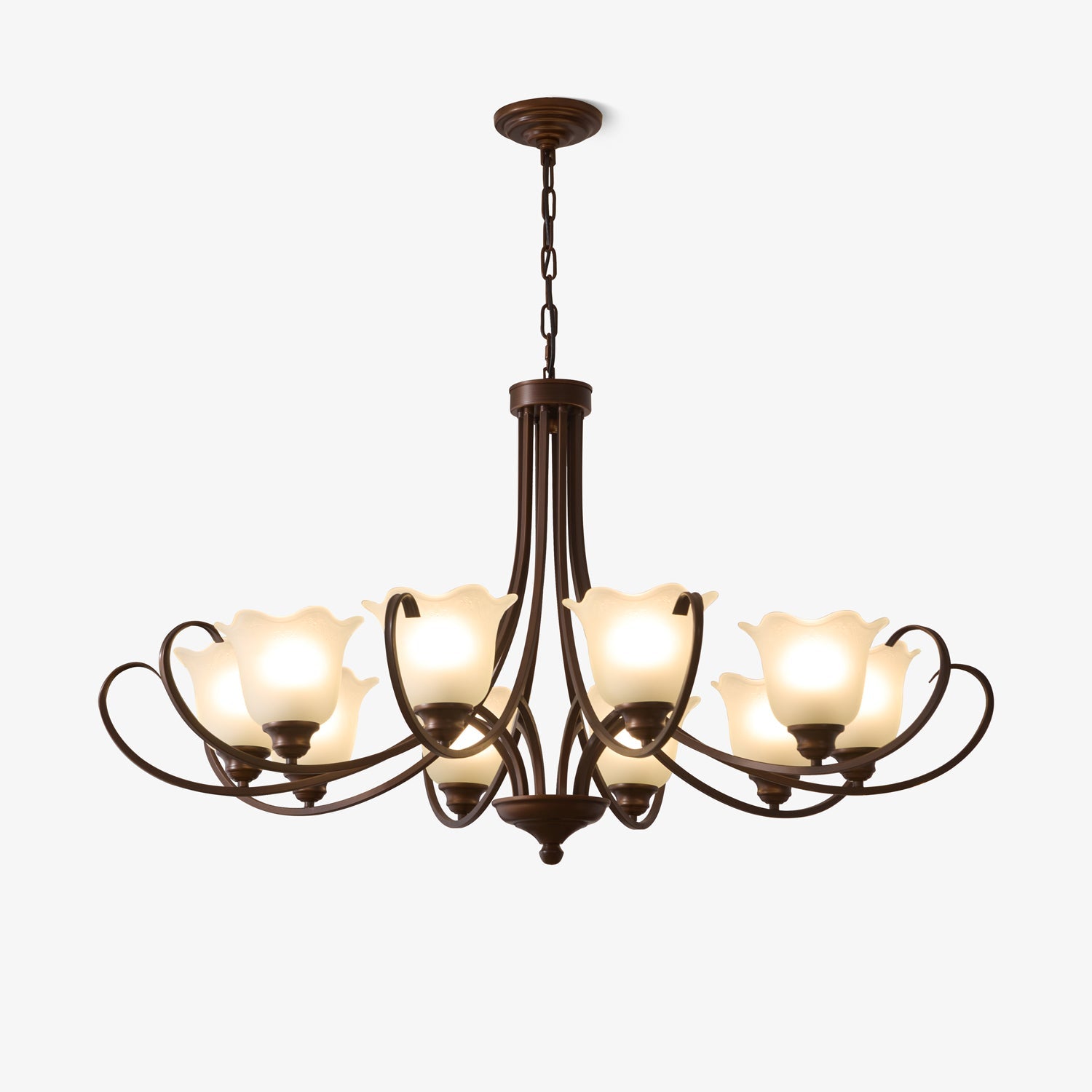 Nydorisra Elegance Vintage Floral Glass Chandelier-Neutral Decor