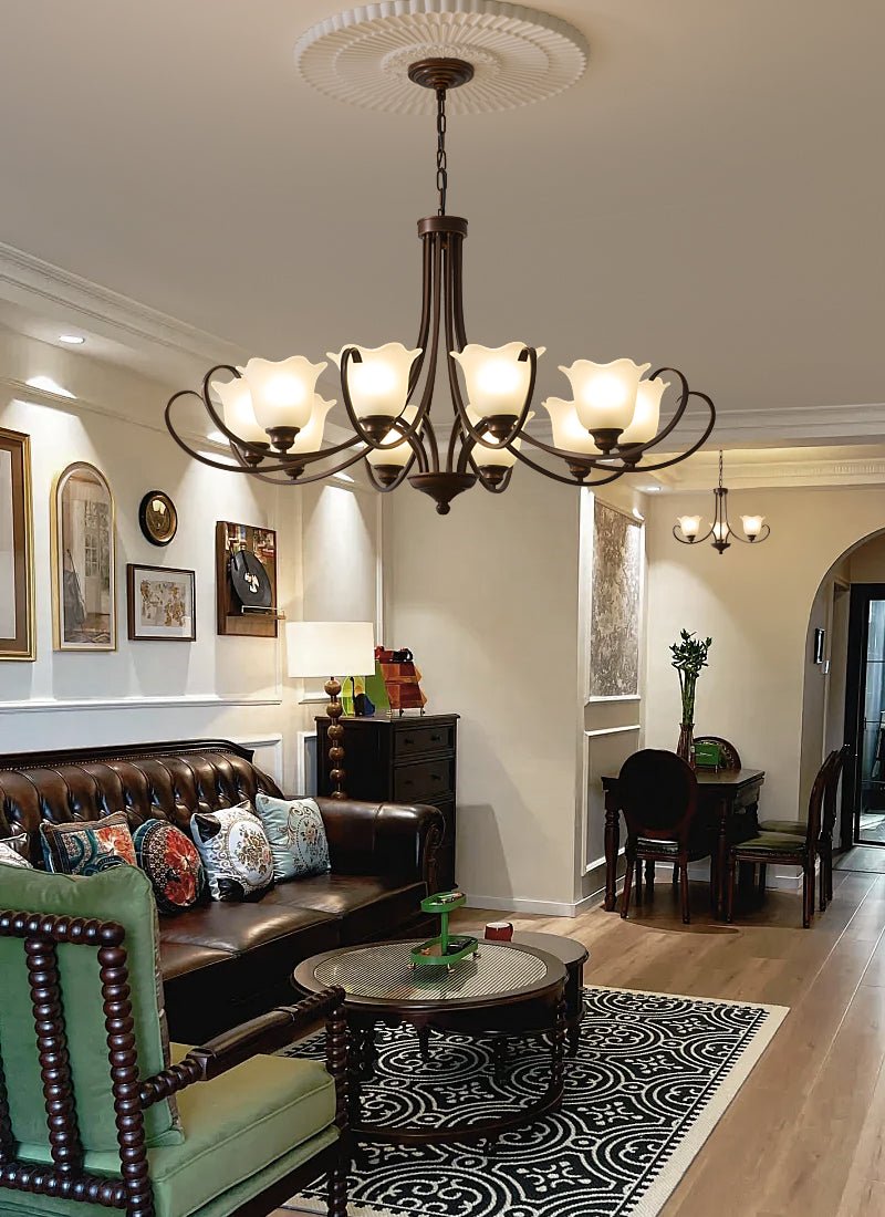Nydorisra Elegance Vintage Floral Glass Chandelier-Neutral Decor